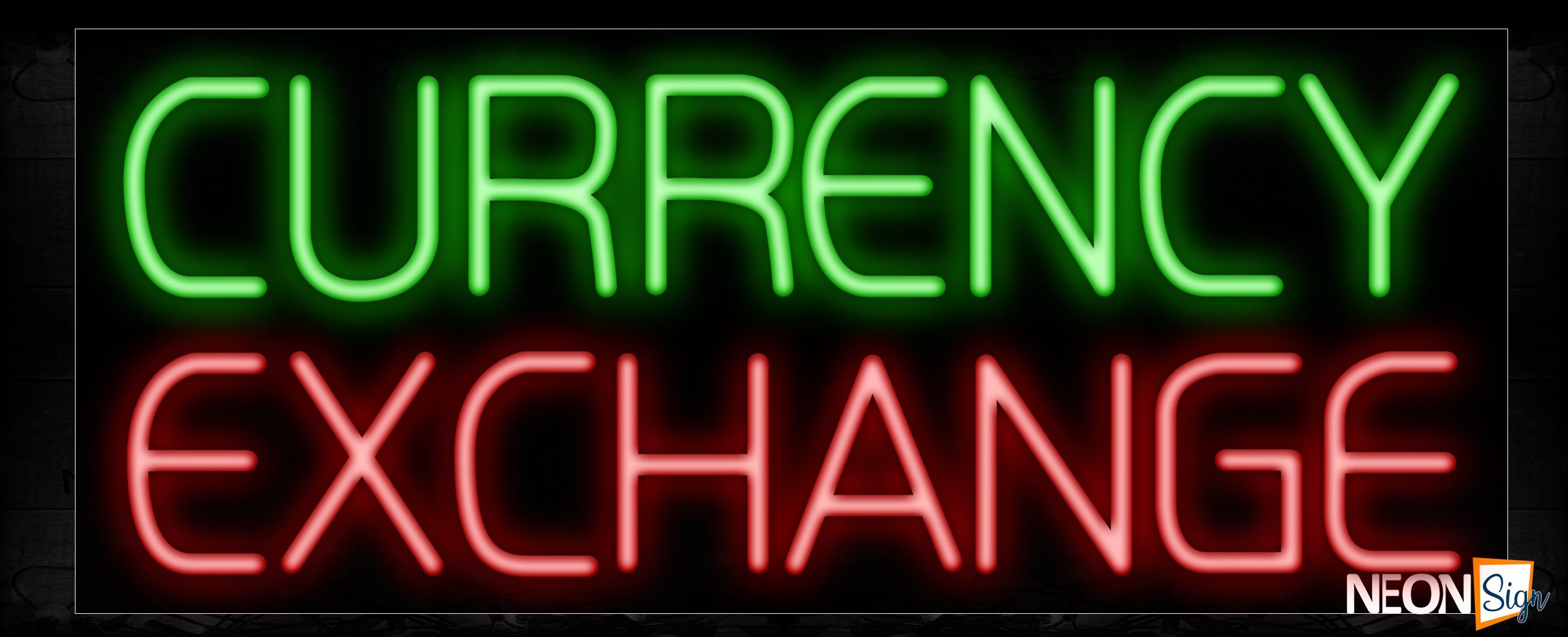 Image of 11187 Currency Exchance 2 Liner And All Caps Traditional Neon_13x32 Black Backing