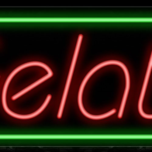 Image of 11193 Gelato With Green Outline Box Traditional Neon_13x32 Black Backing