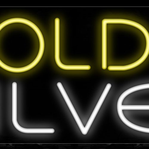 Image of 11197 Gold & Silver Neon Sign_13x32 Black Backing