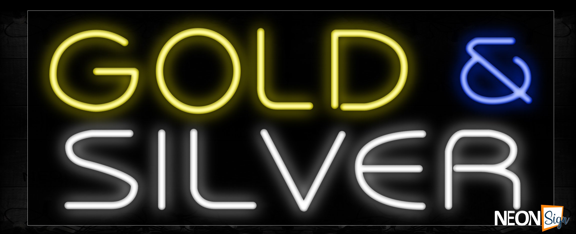 Image of 11197 Gold & Silver Neon Sign_13x32 Black Backing