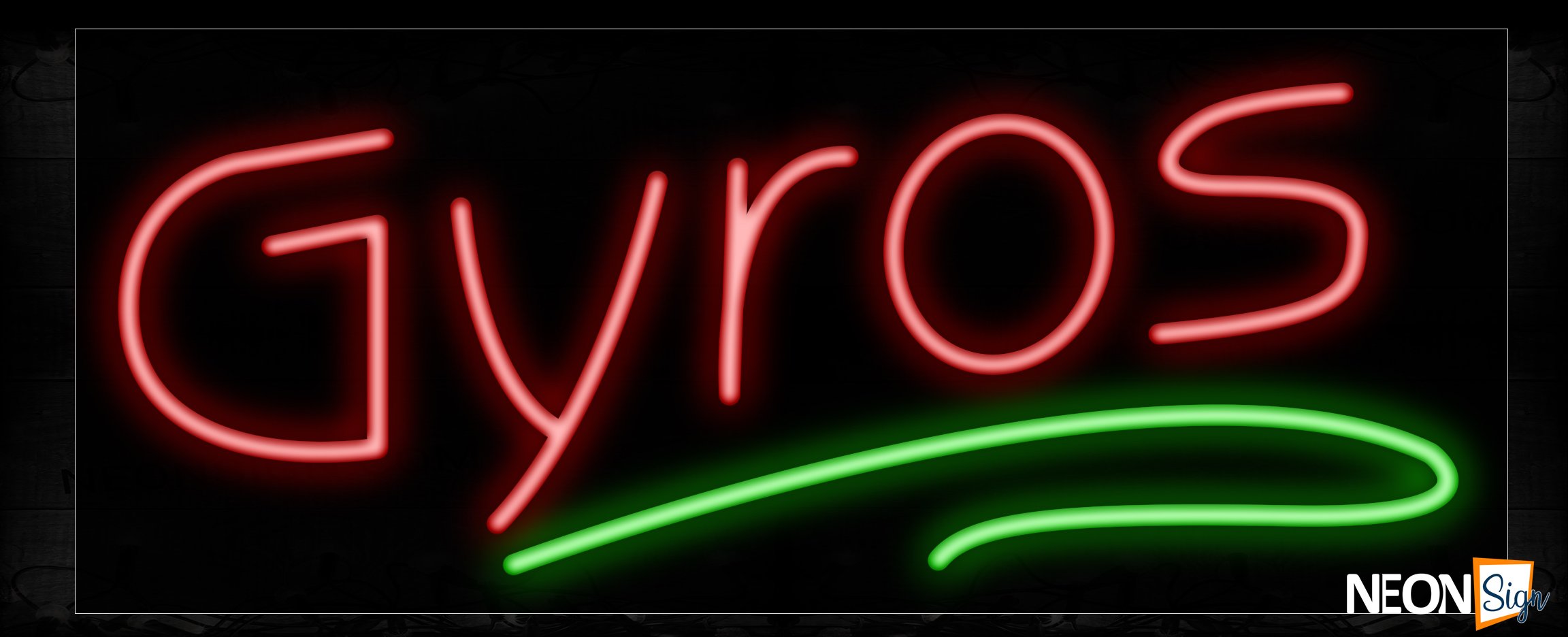 Image of 11198 Gyros with green line Neon Sign_13x32 Black Backing