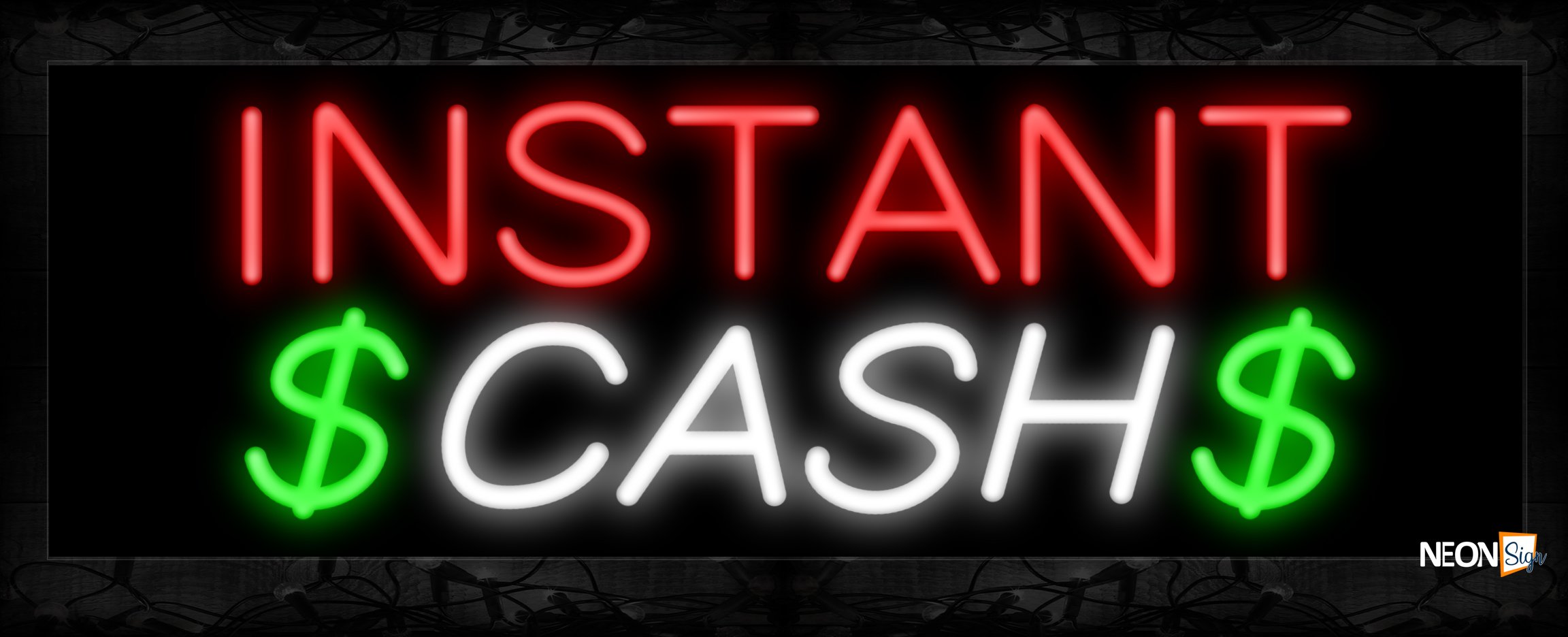 Image of 11201 Instant $ Cash $ Neon Sign 13x32 Black Backing