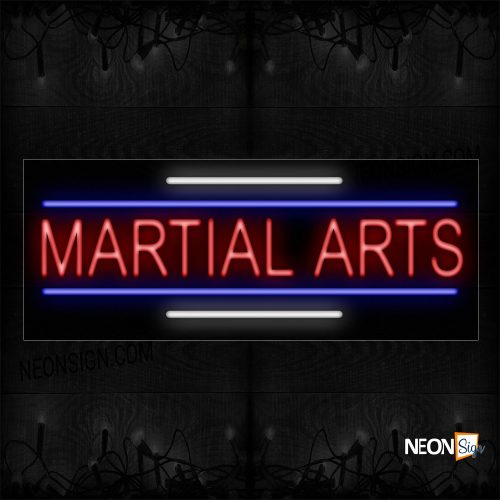 Image of 11206 Martial Arts In Red With Blue And White Lines Neon Sign_13x32 Black Backing