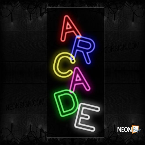 Image of 11232 Colorful Arcade Neon Sign - Vertical_13x32 Black Backing