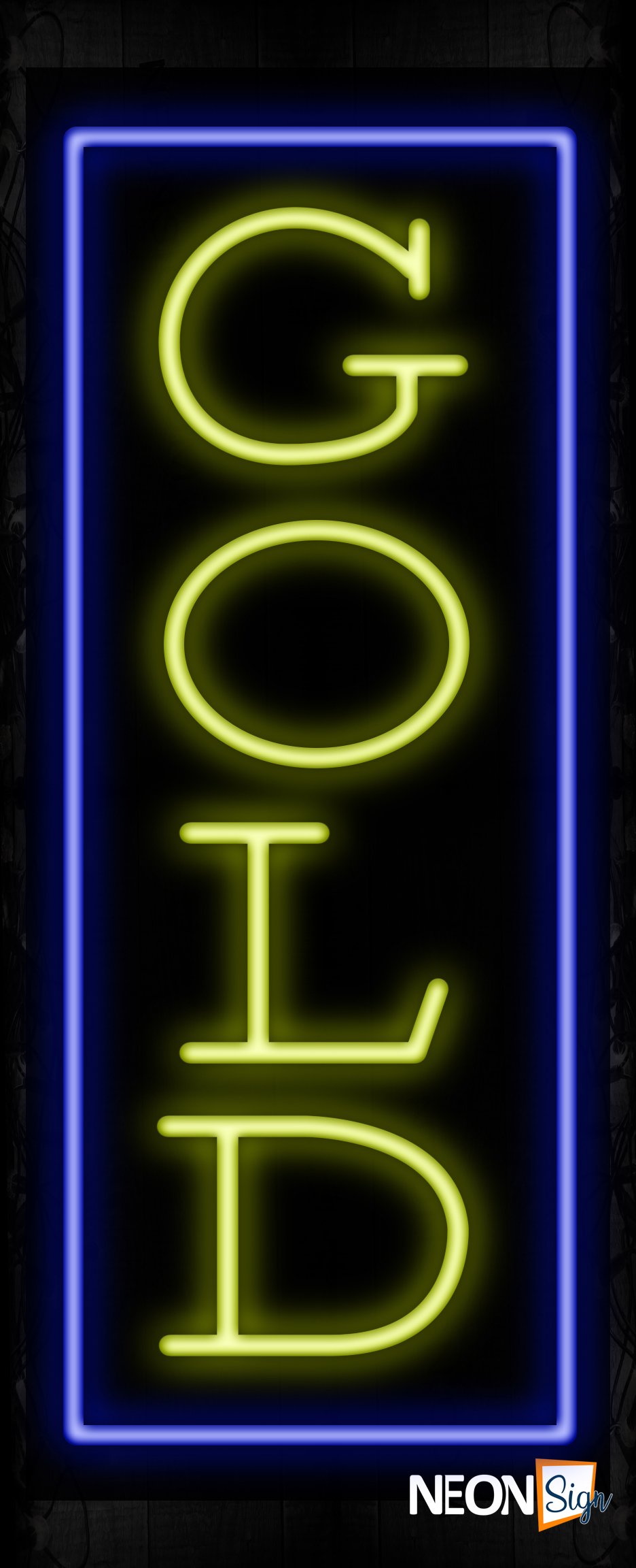 Image of 11233 Gold with border Neon Signs_32 x12 Black Backing