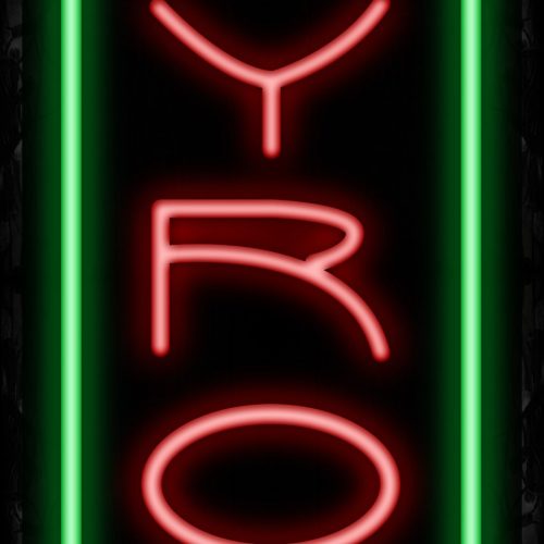 Image of 11234 Gyros in red with green border (Vertical) Neon Signs_32 x12 Black Backing