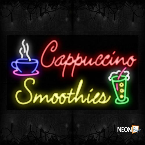 Image of 11274 Cappuccino Smoothies With Cup Neon Signs_20x37 Black Backing