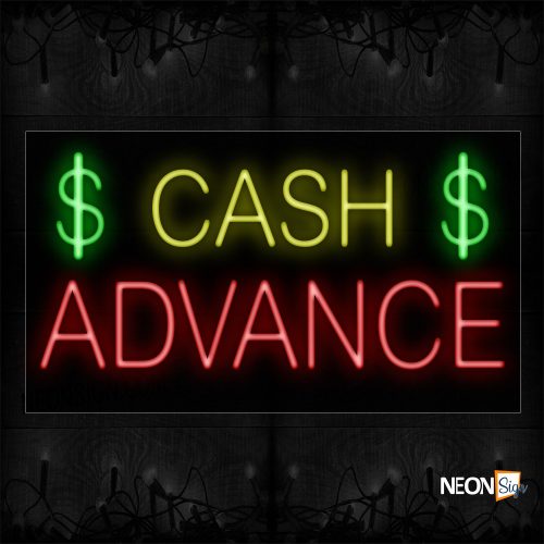 Image of 11275 Cash Advance With 2 Dollars Traditional Neon_20x37 Black Backing