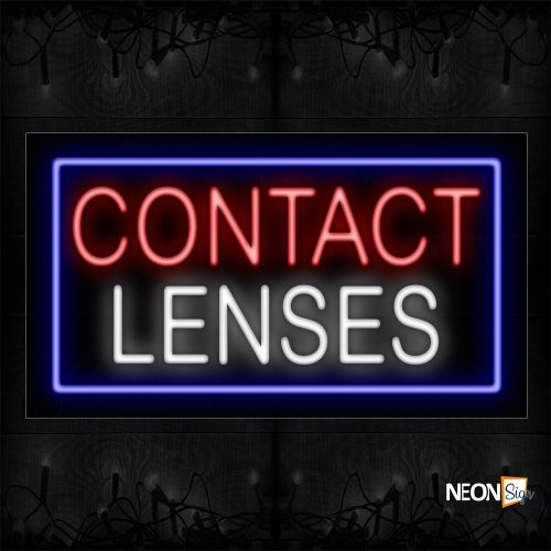 Image of 11280 Contact Lenses With Border Neon Sign_20x37 Black Backing
