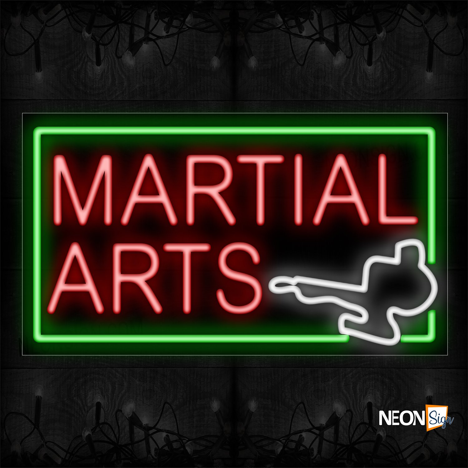 Image of 11293 Martial Arts With Logo And Green Border_20x37 Black Backing