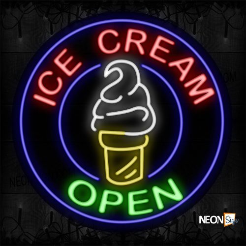 Image of 11324 Ice Cream Open Traditional Neon_26x26 Contoured Black Backing
