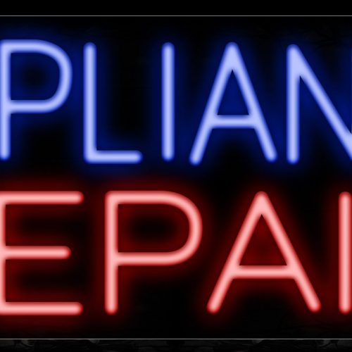 Image of 11350 Appliance Repair 2 Lines And All Caps Text Traditional Neon_13x32 Black Backing
