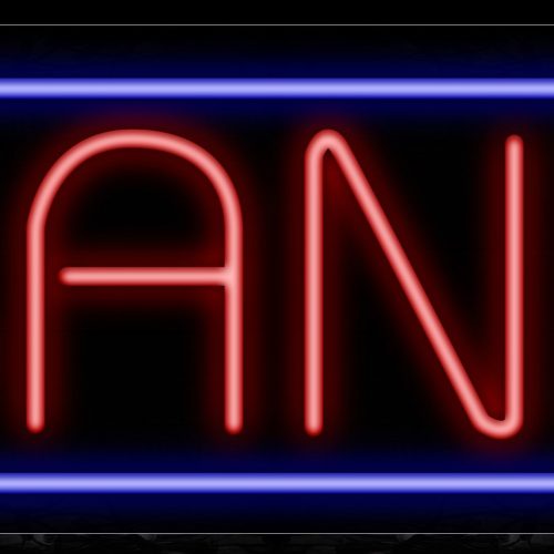 Image of 11358 Band in red with blue border Neon Sign_13x32 Black Backing