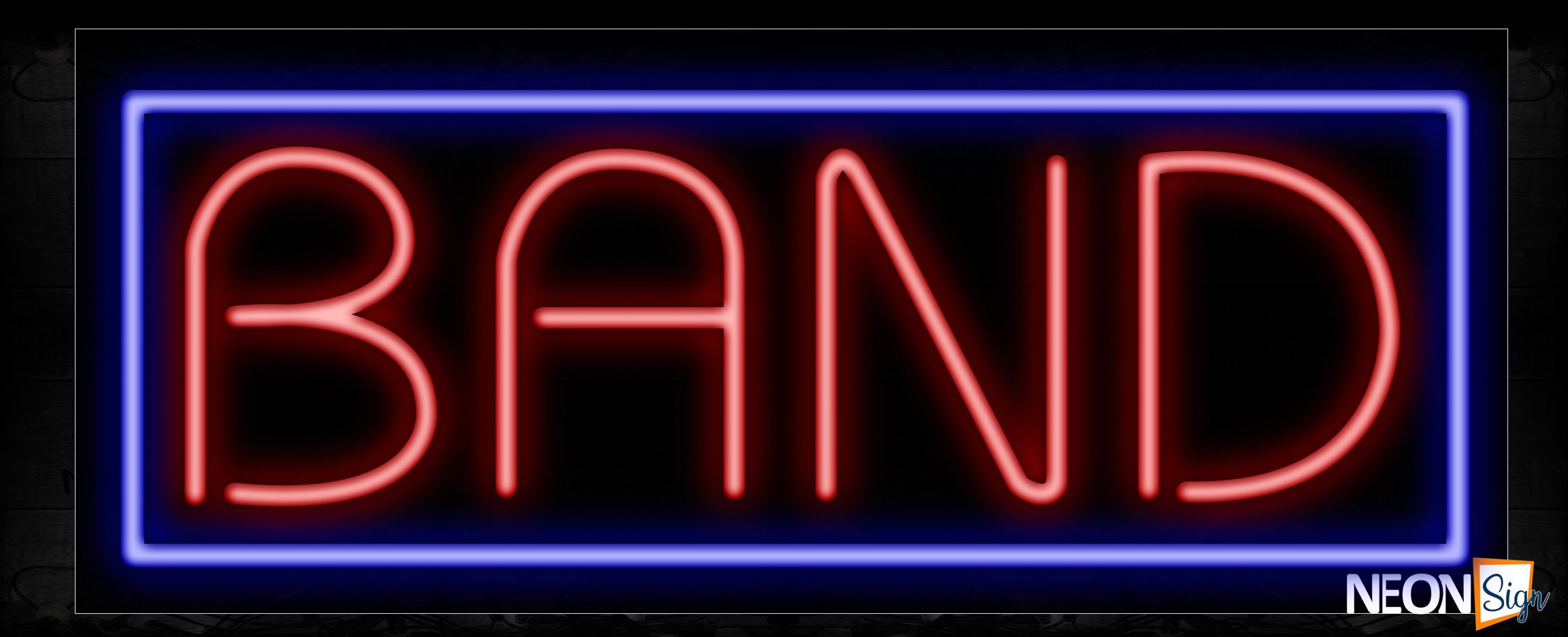 Image of 11358 Band in red with blue border Neon Sign_13x32 Black Backing