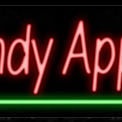 Image of 11367 Candy Apples in red with green line Neon Sign_13x32 Black Backing