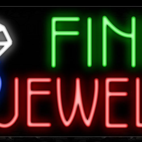 Image of 11400 Fine Jewelry with ring logo Neon Sign_13x32 Black Backing