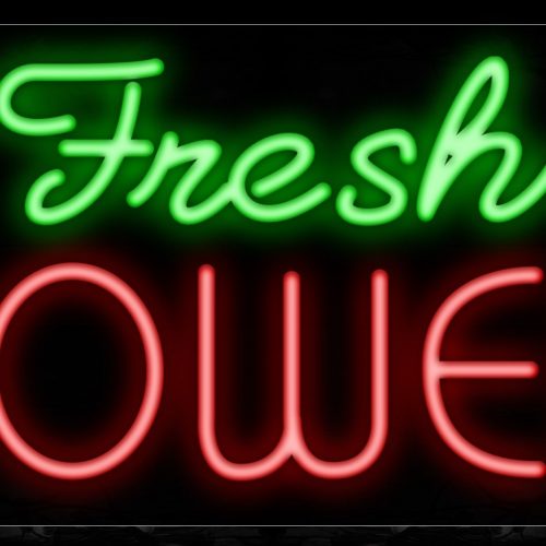 Image of 11409 Fresh Flowers with blue lines Neon Sign_13x32 Black Backing