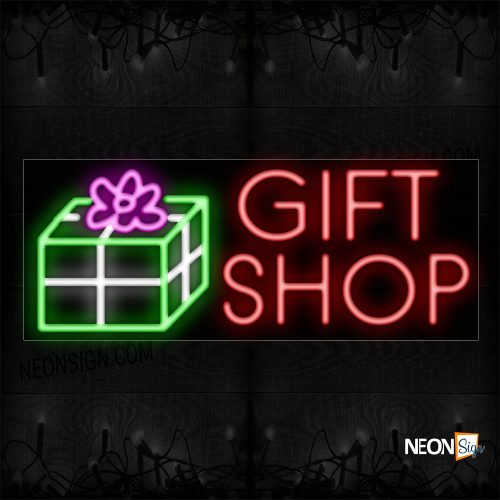 Image of 11413 Gift Shop With Logo Neon Sign_13x32 Black Backing