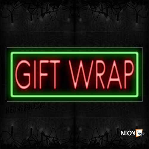 Image of 11414 Gift Wrap With Border Neon Sign_13x32 Black Backing