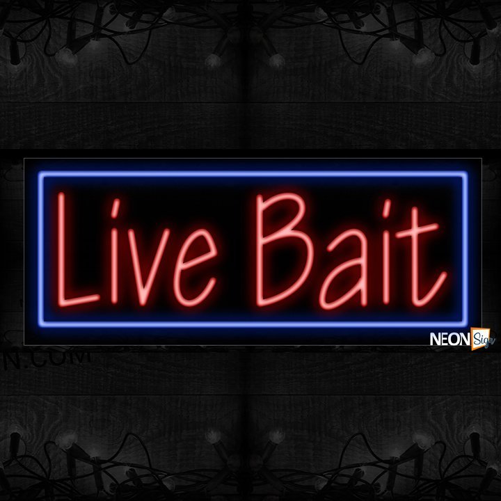 Image of 11438 Live Bait with border Neon Sign_13x32 Black Backing