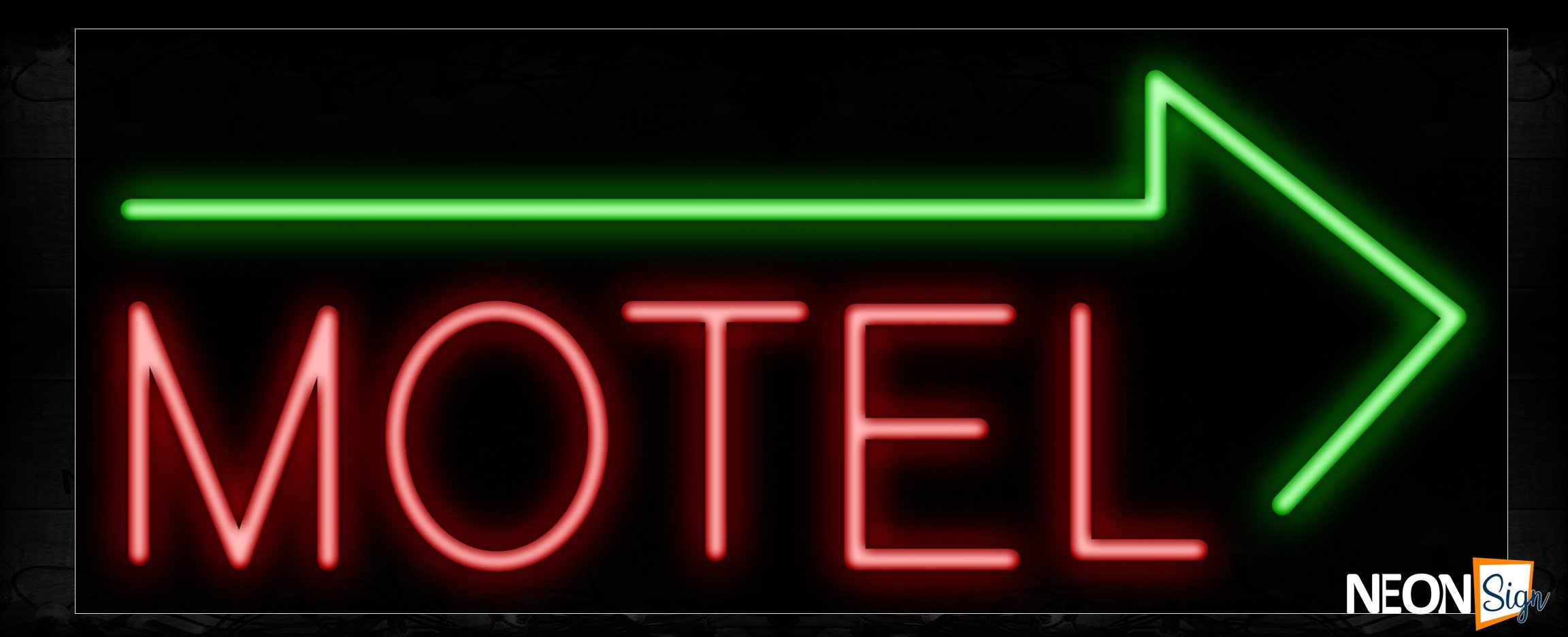 Image of 11442 Motel With Green Right Arrow Traditional Neon_13x32 Black Backing