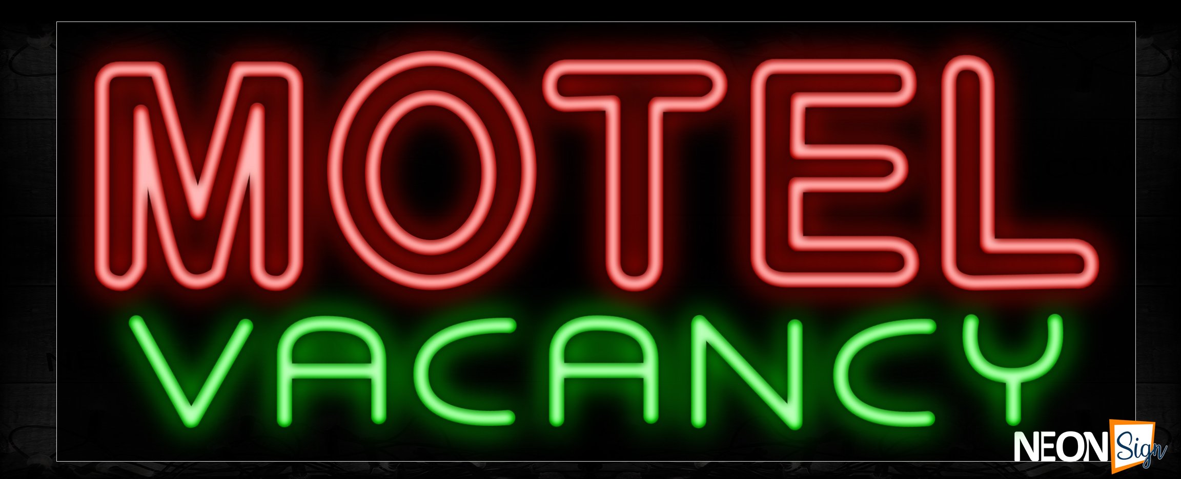 Image of 11443 Double stroke Motel Vacancy Neon Sign_13x32 Black Backing
