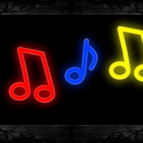 Image of 11446 Musical notes logo Neon Sign 13x32 Black Backing