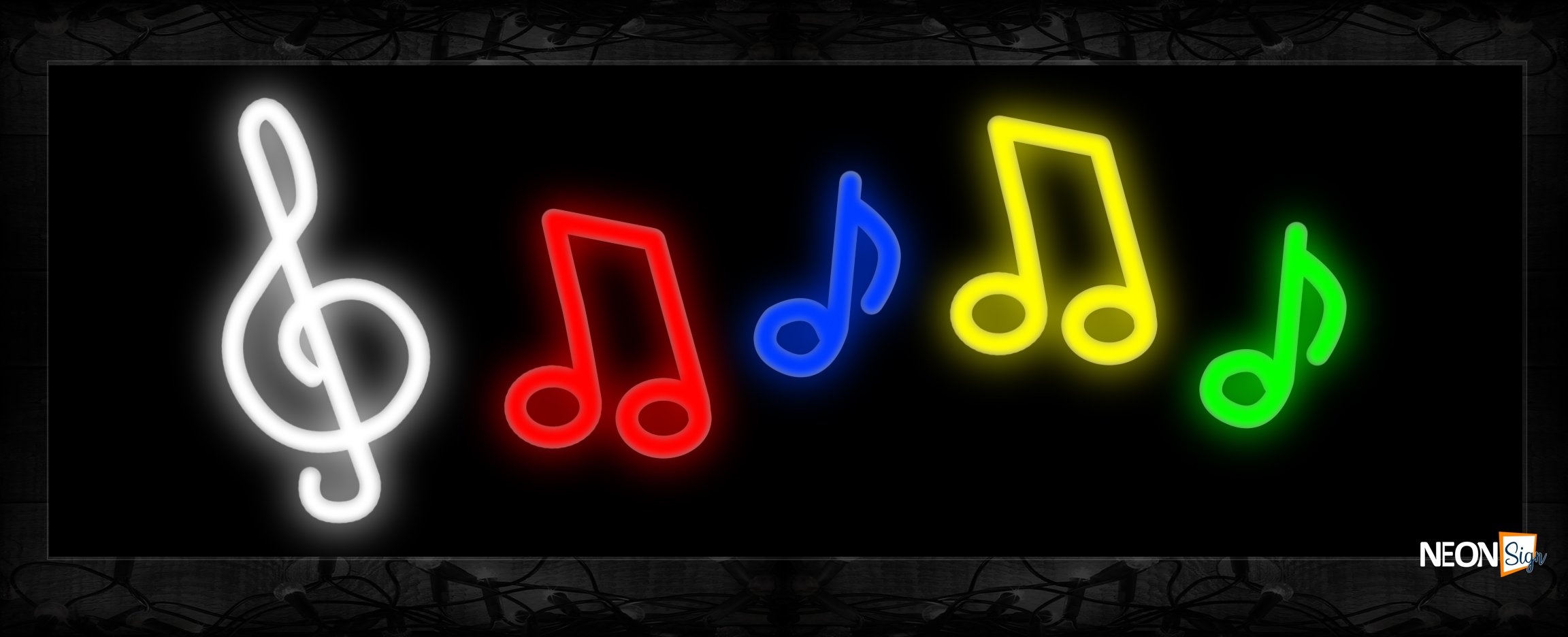 Image of 11446 Musical notes logo Neon Sign 13x32 Black Backing