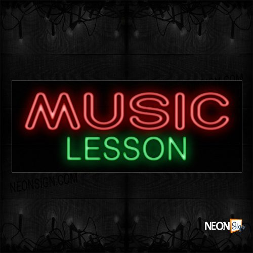Image of 11447 Double Stroke Music Lessons Neon Sign_13x32 Black Backing