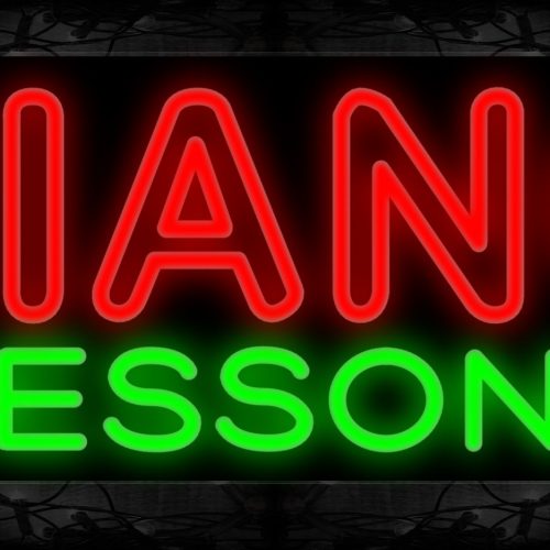 Image of 11462 Double stroke PIANO Lessons Neon Sign 13x32 Black Backing