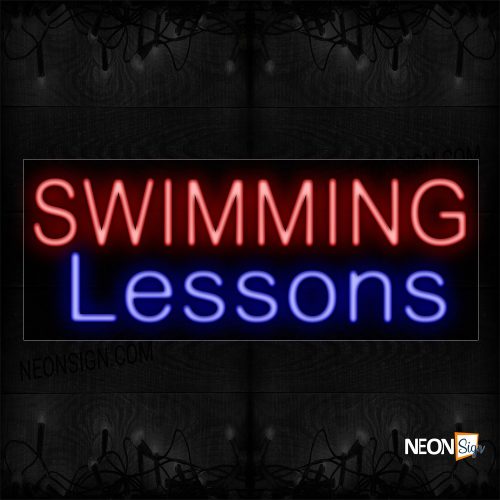 Image of 11480 Swimming Lessons Neon Sign_13x32 Black Backing