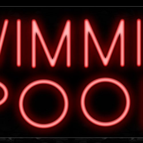 Image of 11481 Swimming Pool in red Neon Sign_13x32 Black Backing