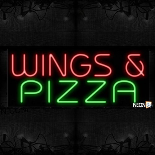 Image of 11506 Wings & Pizza Neon Sign 13x32 Black Backing