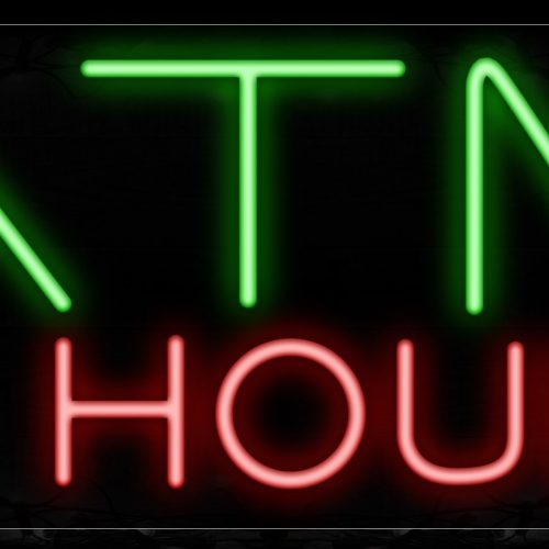 Image of 11508 atm 24 hours with border led bulb neon sign_13x32 Black Backing