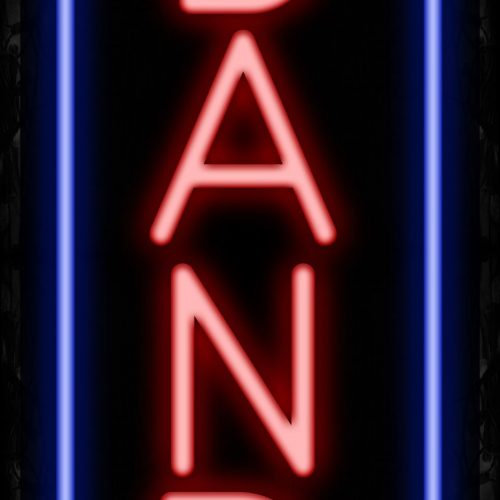 Image of 11518 Band in red with blue border (Vertical) Neon Sign_32 x12 Black Backing
