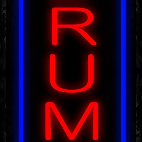 Image of 11544 Drums in red with blue border (Vertical) Neon Sign_ 32x12 Black Backing