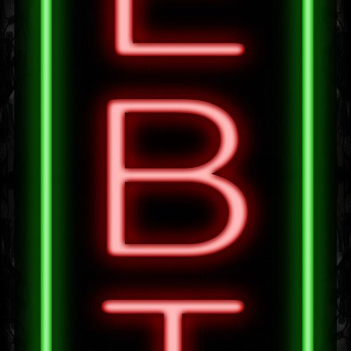 Image of 11545 EBT in red with green border (Vertical) Neon Sign_32 x12 Black Backing