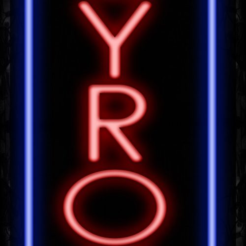 Image of 11568 Gyros in red with blue border (Vertical) Neon Signs_32 x12 Black Backing