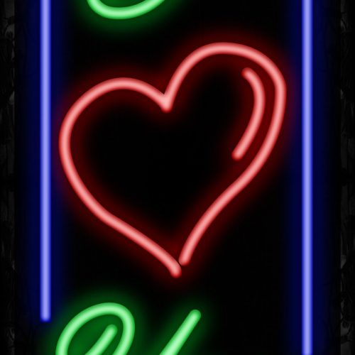 Image of 11577 I heart you with border Neon Signs_32 x12 Black Backing