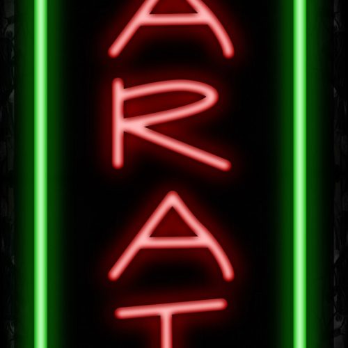 Image of 11583 Karate with green border Neon Signs_32 x12 Black Backing