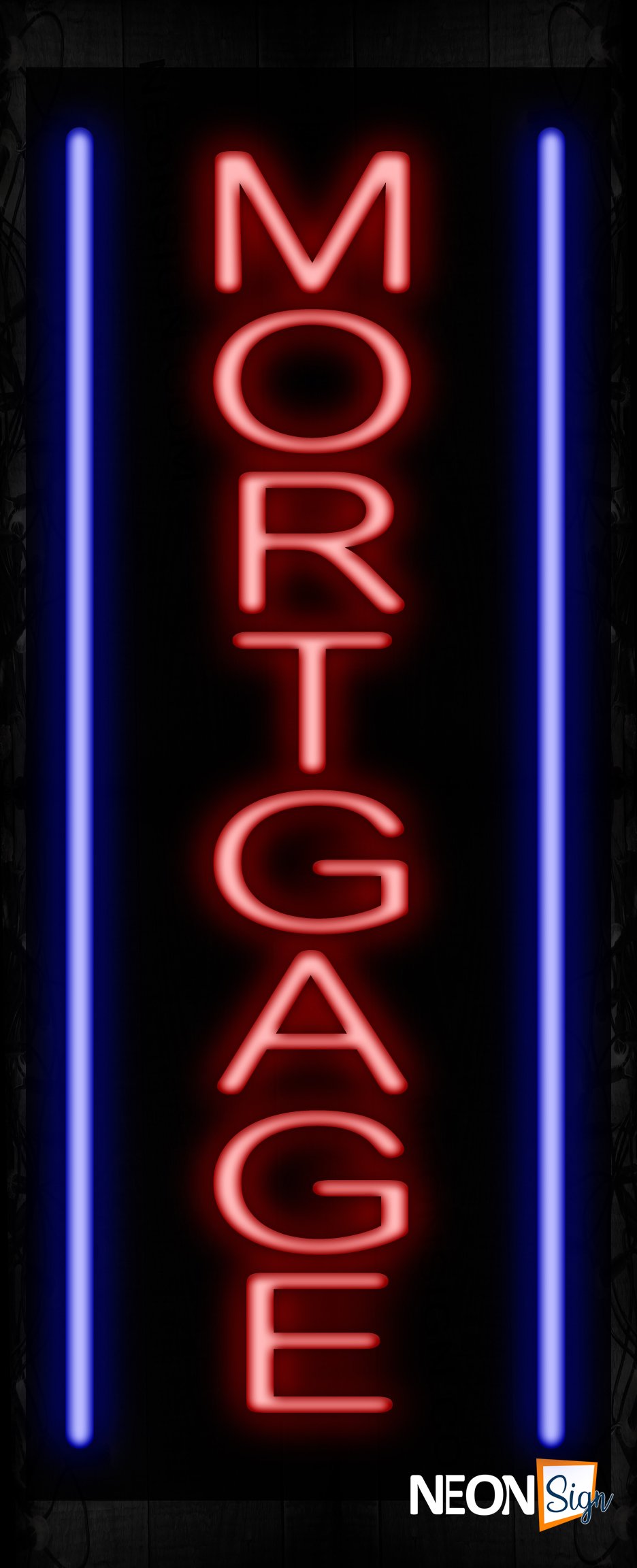 Image of 11592 Mortgage in red with blue border (Vertical) Neon Signs_32 x12 Black Backing