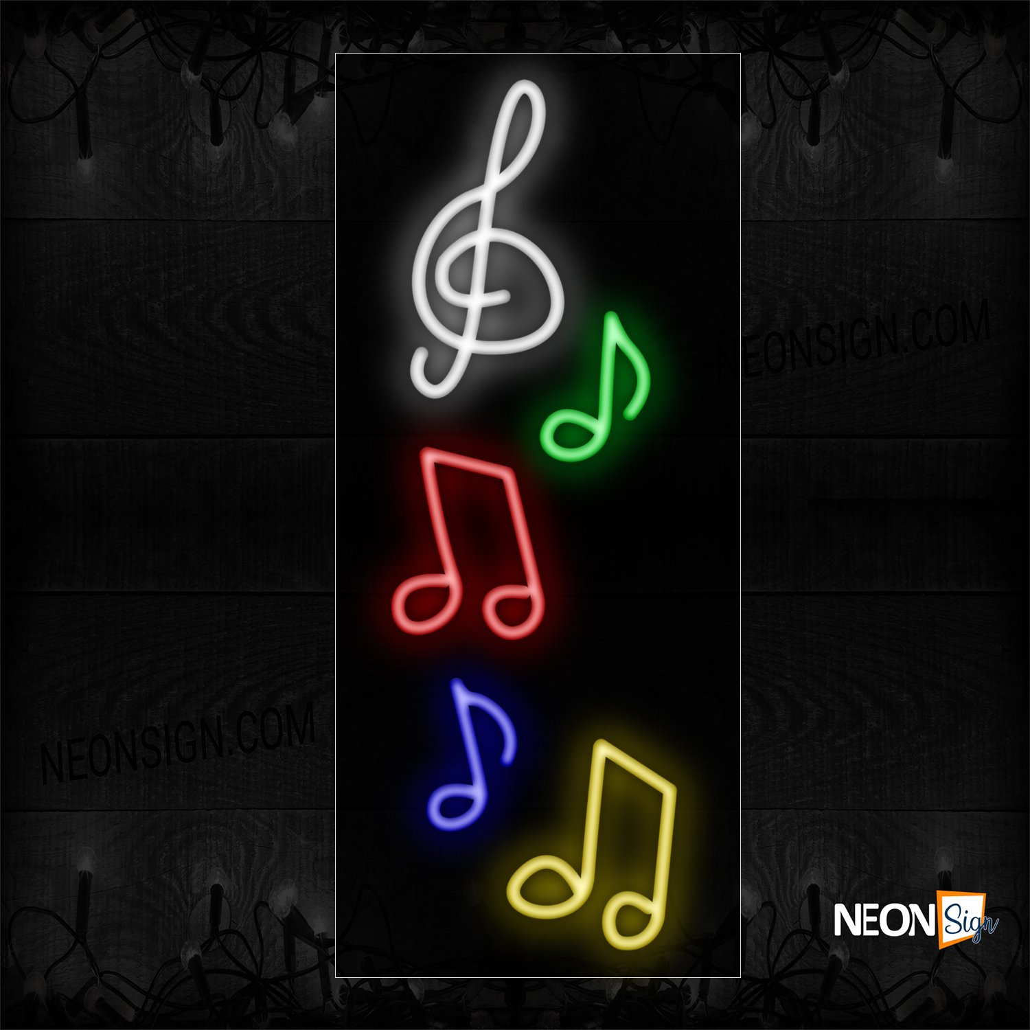 Image of 11596 Music Notes Neon Sign_13x32 Black Backing