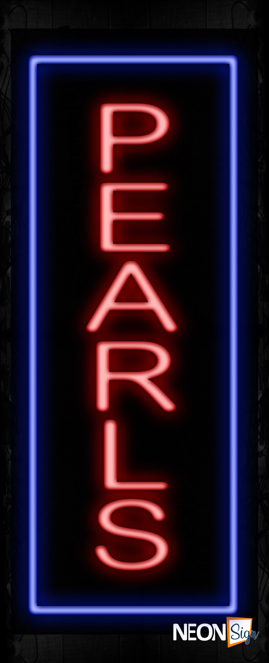 Image of 11610 Pearls Vertical With Simple All Caps Traditional Neon_32 x12 Black Backing