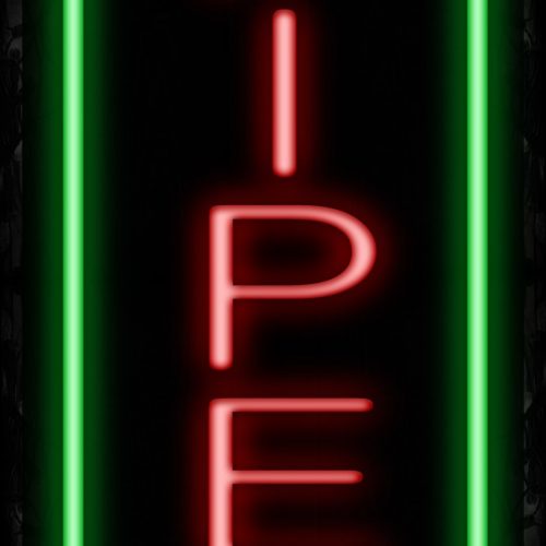 Image of 11611 Pipes in red with green border Neon Sign_32 x12 Black Backing