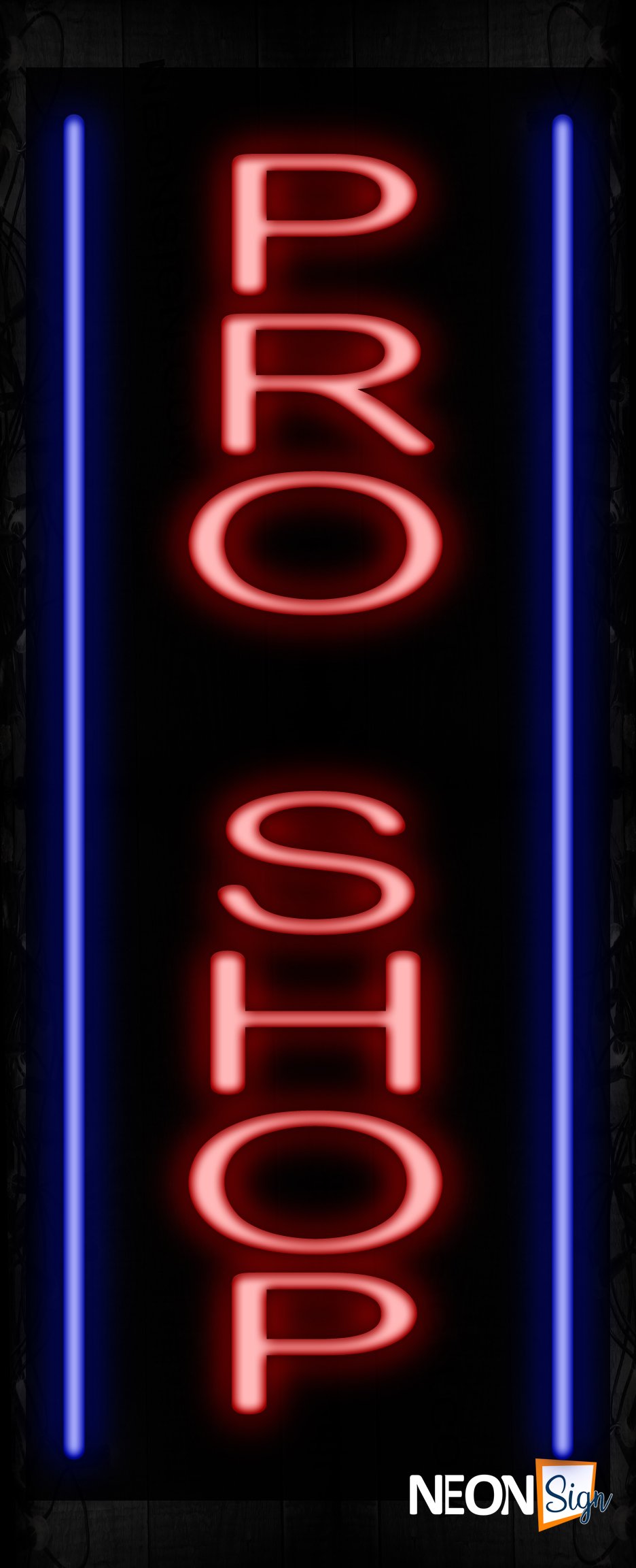 Image of 11613 Pro Shop with vertical line Neon Signs_32 x12 Black Backing