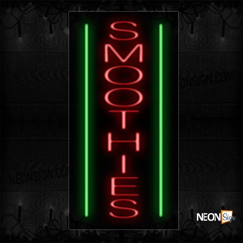 Image of 11624 Smoothies In Red With Green Border (Vertical) Neon Signs_13x32 Black Backing