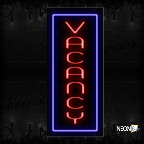 Image of 11642 Vacancy In Red With Blue Border (Vertical) Neon Sign_13x32 Black Backing