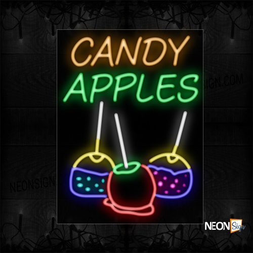 Image of 11670 Candy Apples With Lollipop Neon Signs_24x31 Black Backing