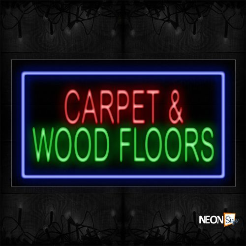 Image of 11672 Carpet & Wood Floor With Blue Border Neon Sign_20x37 Black Backing