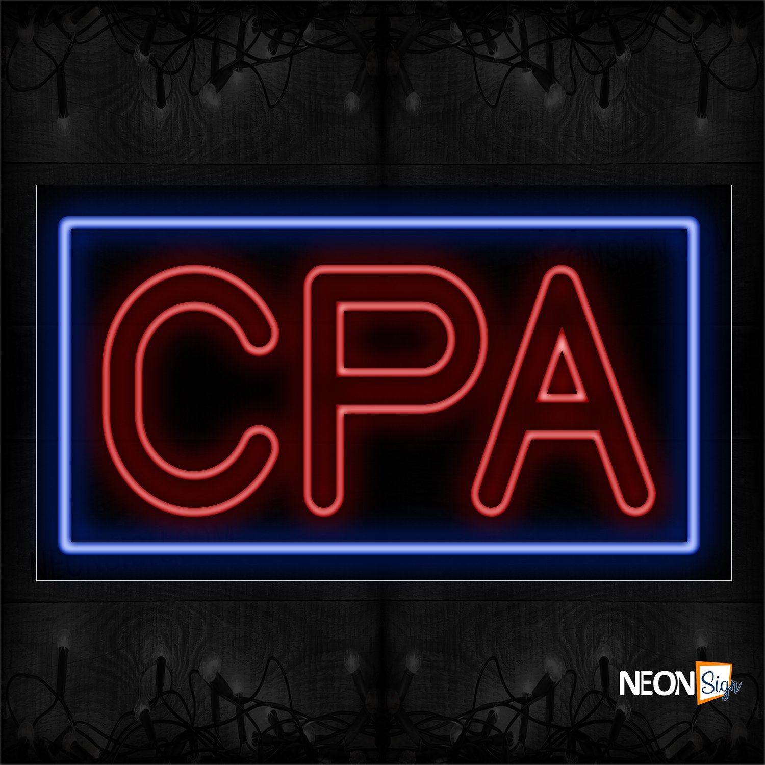 Image of 11684 Great Rate Loans (Double Stroke) With Blue Border Neon Sign_20x37 Black Backing
